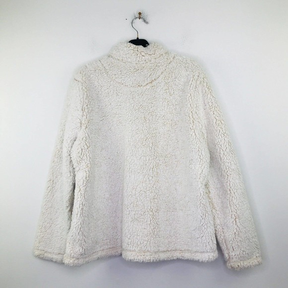 Emily B Women's XL Jacket White Snow Tipped Half Zip Fuzzy Pullover NWT - Picture 6 of 6